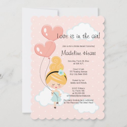 Love Is In the Air Bridal Shower Blonde On Cloud 9 Invitation