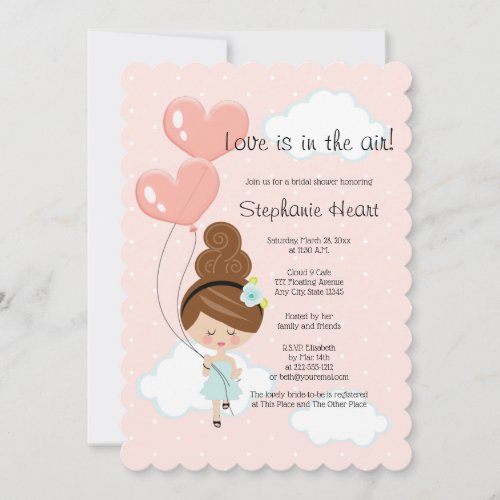 Love Is In the Air Bridal Shower Brunette Cloud 9 Invitation