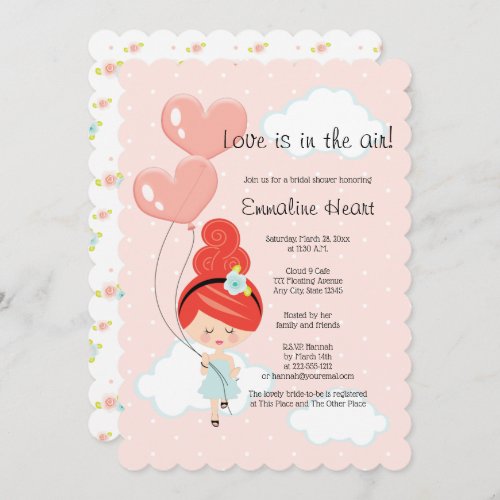 Love Is In the Air Bridal Shower Redhead Cloud 9 Invitation