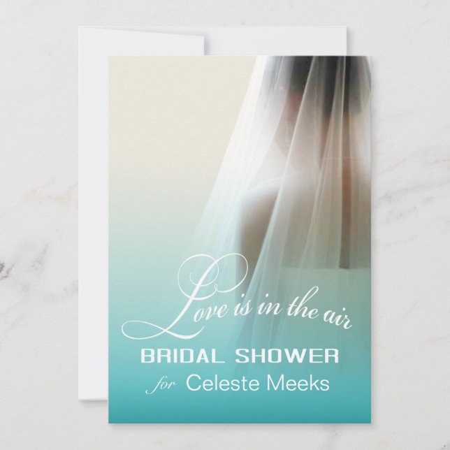Love is in the Air Bridal Shower | teal ombre Invitation (Front)
