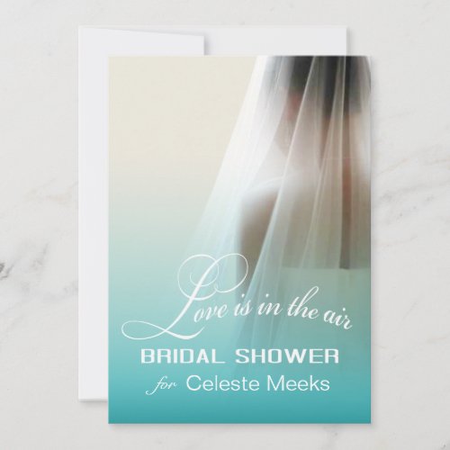 Love is in the Air Bridal Shower  teal ombre Invitation