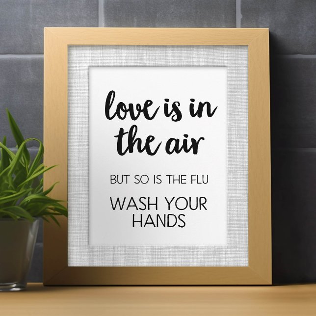 Love is in the air but so is flu - wash your hands holiday card (Custom Frameable Art)