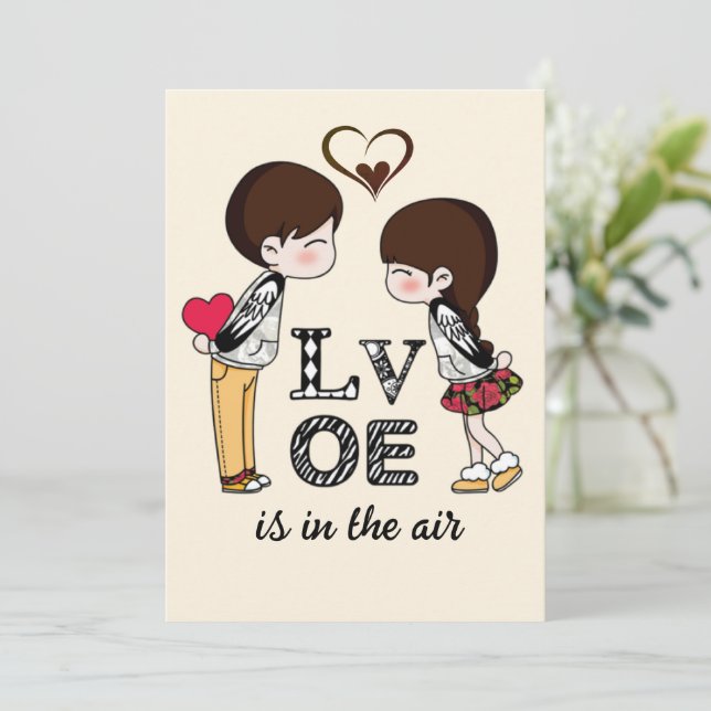 Love is in the Air - Couple  Holiday Card (Standing Front)