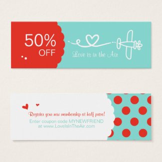 Love is in the Air Coupon Skinny Business Cards