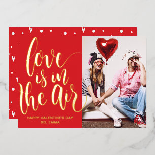 Love Is In The Air Custom Photo Valentine's Day  Foil Holiday Card