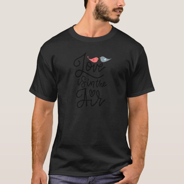 Love Is In The Air Cute Birds Hearts Graphic T-Shirt (Front)
