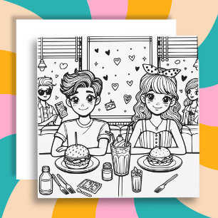 Love is in the Air Diner Adult Coloring Page