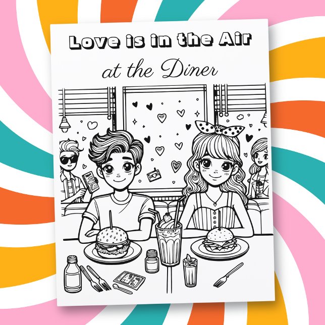 Love is in the Air Diner | Adult Coloring Page (Creator Uploaded)