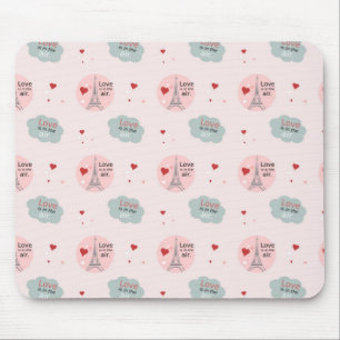 Love is in the air eiffel tower and hearts patter mouse pad