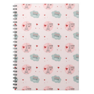 Love is in the air eiffel tower and hearts pattern notebook