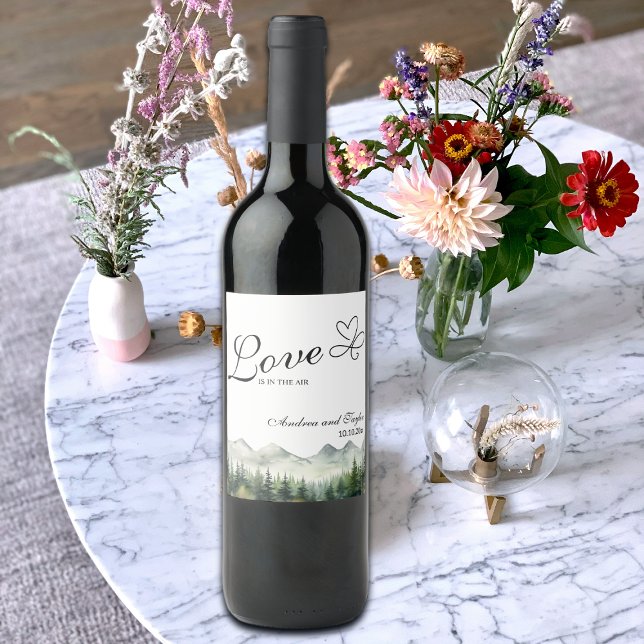 Love is in the Air Elegant Wedding favor Wine Label (Creator Uploaded)
