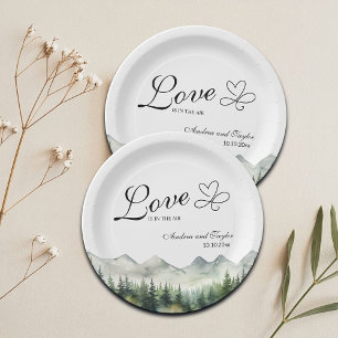 Love is in the Air Elegant Wedding Paper Plates