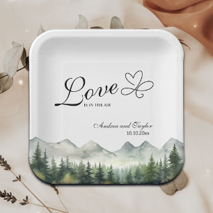 Love is in the Air Elegant Wedding Paper Plates
