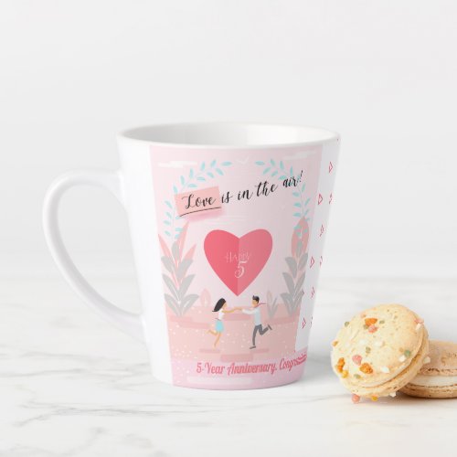 Love is in the Air Enamored Couple Anniversary Latte Mug