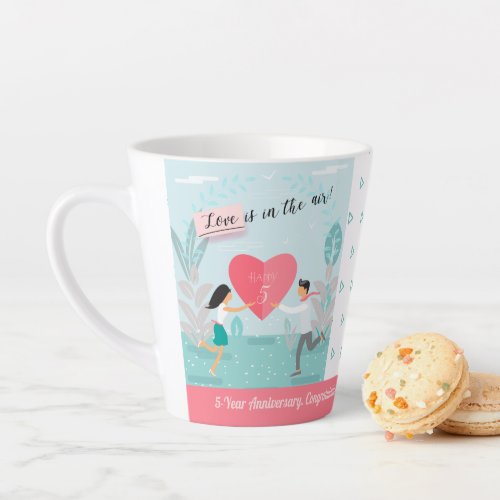 Love is in the Air Enamored Couple Anniversary Latte Mug