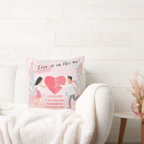 Love is in the Air Enamored Couple Anniversary  Throw Pillow