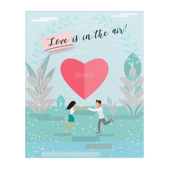 "Love is in the Air!" Enamored Couple Modern Acrylic Print (Front)