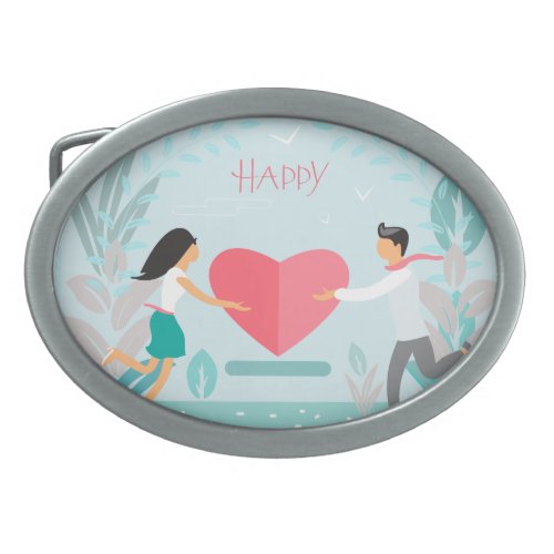 Love is in the Air Enamored Couple Modern Belt Buckle