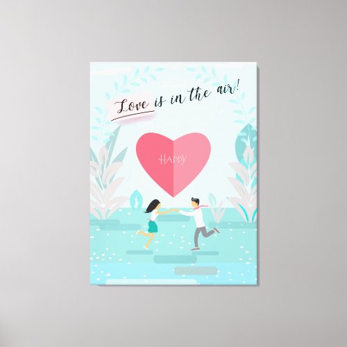 Love is in the Air Enamored Couple Modern Canvas Print