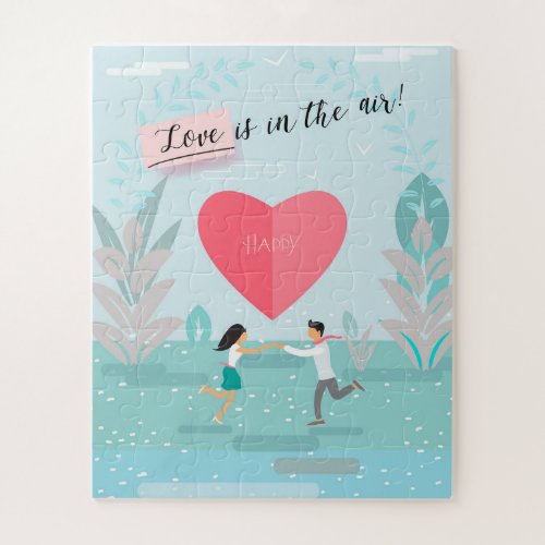 Love is in the Air Enamored Couple Modern Jigsaw Puzzle