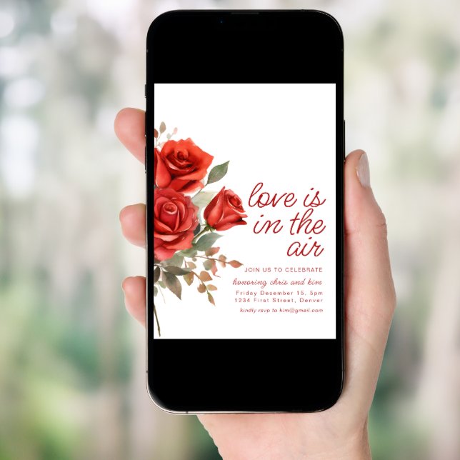 Love Is In The Air Engagement Party Invite (Front Digital)