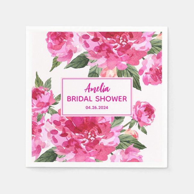 Love is in the air floral valentine Bridal Shower  Napkins (Front)