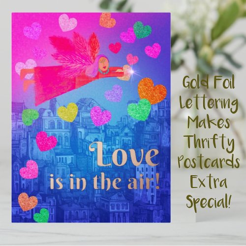 Love is in the Air Foil Holiday Post Card