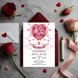 Love Is In The Air Galentine's Heart Bridal Shower Invitation