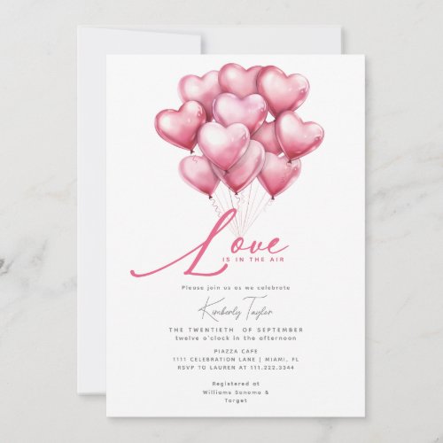 Love is in the Air Hearts Bridal Shower Invitation