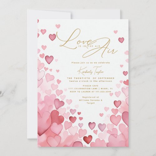 Love is in the Air Hearts Bridal Shower Invitation