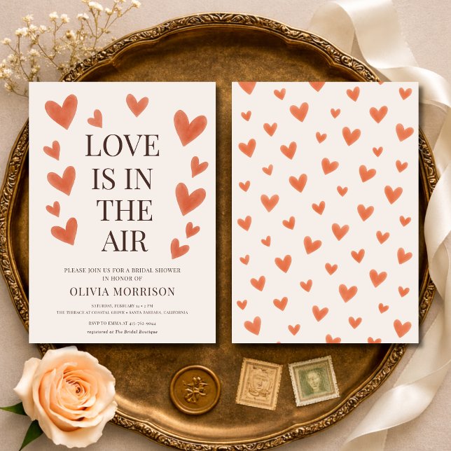 Love Is in the Air Hearts Bridal Shower Invitation (Creator Uploaded)
