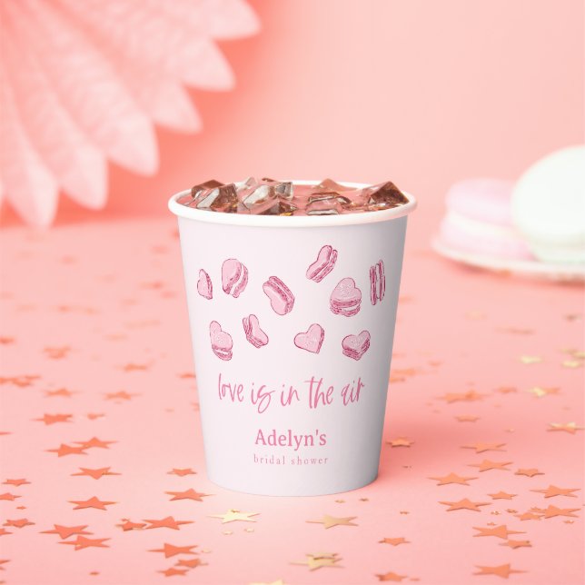 Love Is In The Air Hearts Bridal Shower Paper Cups (Insitu)