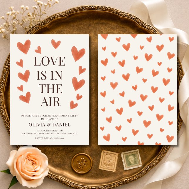 Love is in the Air Hearts Engagement Party Invitation (Creator Uploaded)