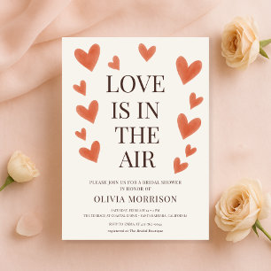 Love is in the Air Hearts Watercolor Bridal Shower Invitation