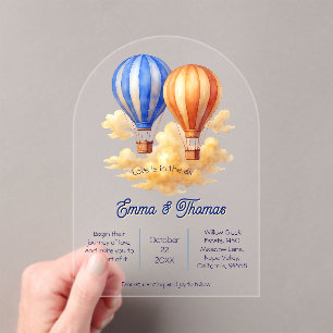 Love Is in the Air Hot Air Balloon Travel Wedding Acrylic Invitations