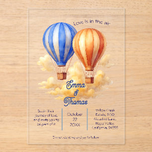Love Is in the Air Hot Air Balloon Travel Wedding Acrylic Invitations