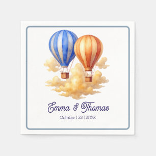 Love Is in the Air Hot Air Balloon Travel Wedding  Napkins