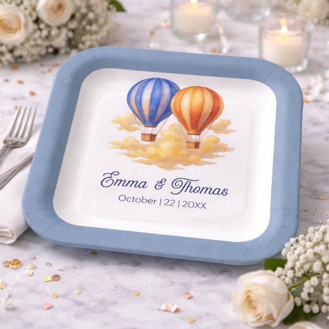 Love Is in the Air Hot Air Balloon Travel Wedding  Paper Plates (Creator Uploaded)