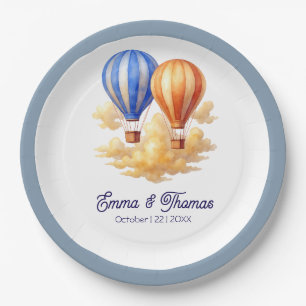 Love Is in the Air Hot Air Balloon Travel Wedding Paper Plates