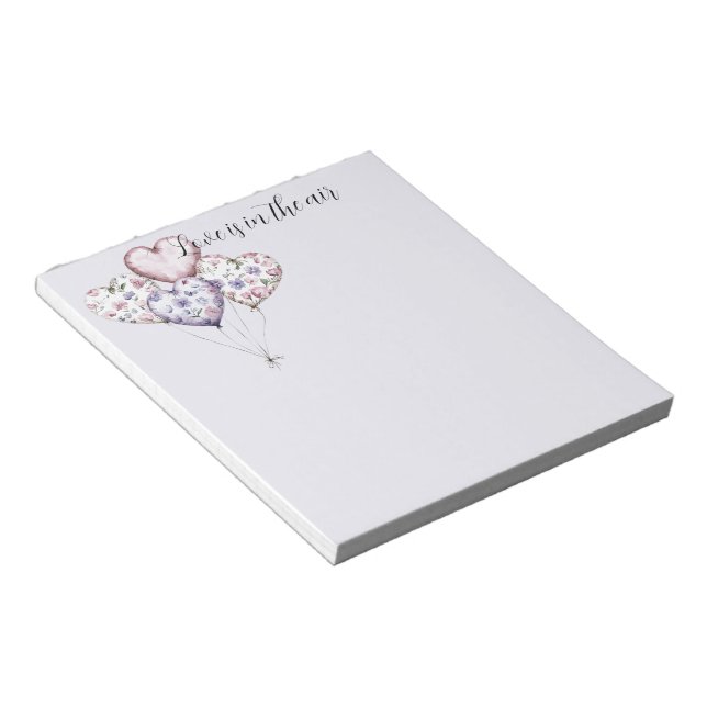 Love is in the air Lavender Purple Heart Balloons Notepad (Angled)
