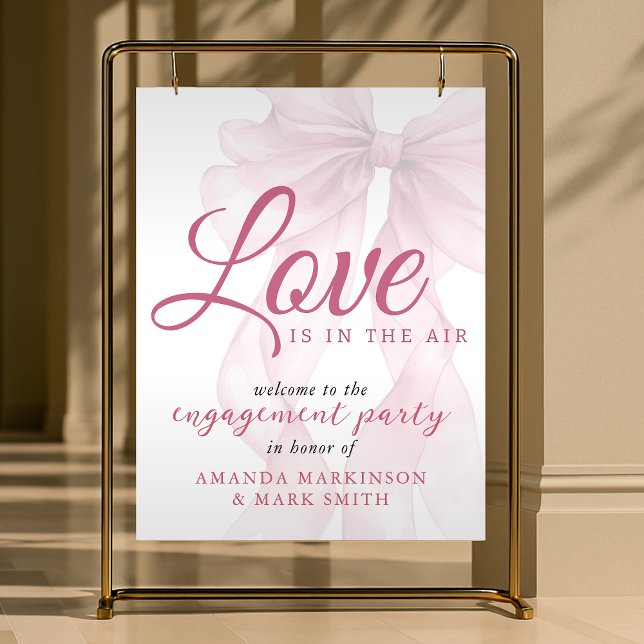 Love Is In The Air Mauve Bow Engagement Welcome Foam Board (Creator Uploaded)