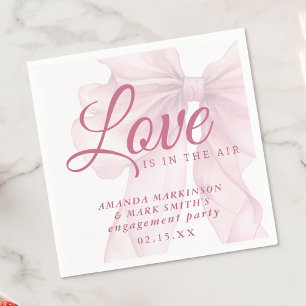 Love Is In The Air Mauve Pink Bow Engagement Napkins