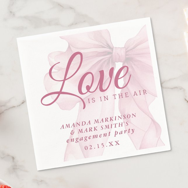 Love Is In The Air Mauve Pink Bow Engagement Napkins (Creator Uploaded)