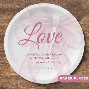 Love Is In The Air Mauve Pink Bow Engagement Paper Plates