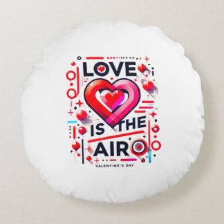 "Love is in the Air | Modern Valentine's Day Round Pillow