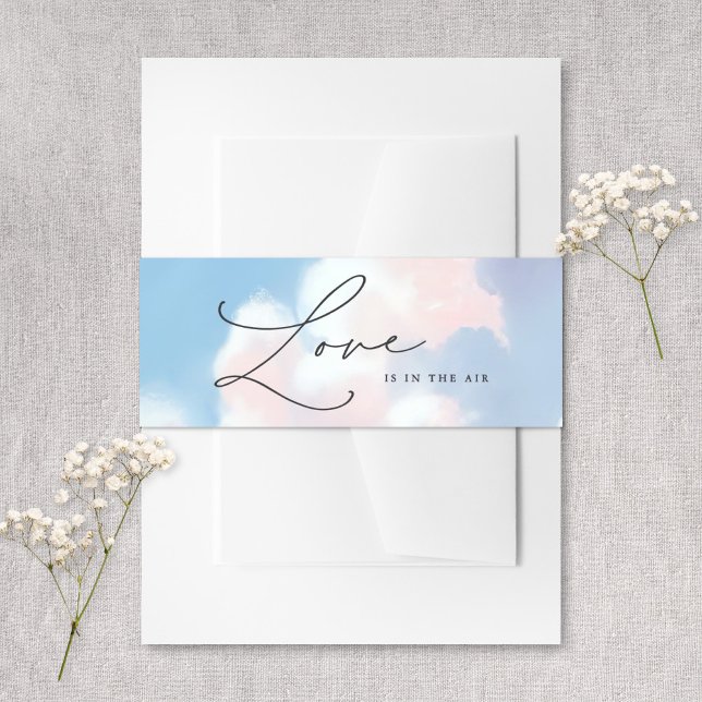 Love Is In The Air Painted Blue Sky Cloud Wedding Invitation Belly Band (Creator Uploaded)