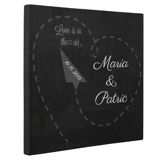 Love is in The Air Paper Plane Square Canvas Sign (Front Left)