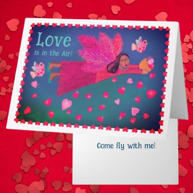 Love is in the Air Personalized Folk Art Angel  Holiday Card (Personalize it!)