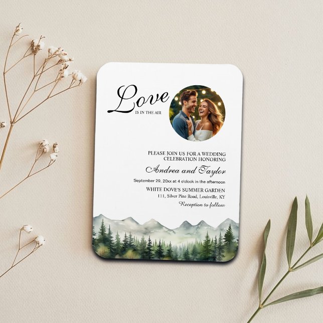Love is in the air Photo Wedding Invitation Magnet (Creator Uploaded)