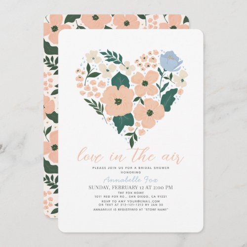 Love is in the Air Pink Floral Bridal Shower Invitation